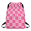 Breast Cancer Awareness Pattern Print Drawstring Backpack