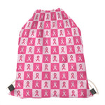 Breast Cancer Awareness Pattern Print Drawstring Bag