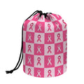 Breast Cancer Awareness Pattern Print Drawstring Makeup Bag