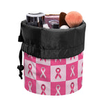 Breast Cancer Awareness Pattern Print Drawstring Makeup Bag