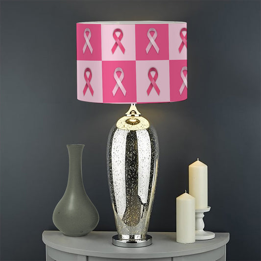 Breast Cancer Awareness Pattern Print Drum Lamp Shade
