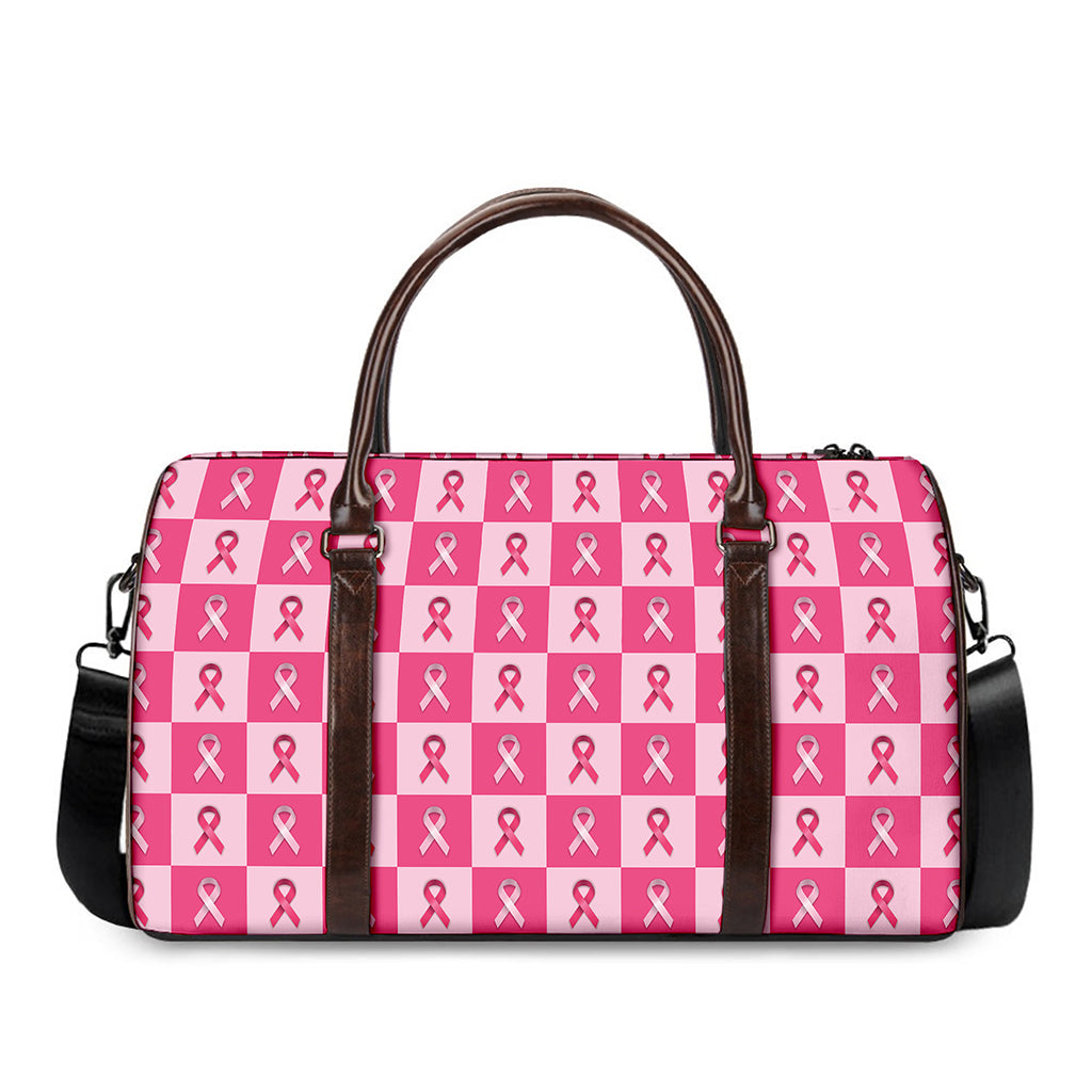 Breast Cancer Awareness Pattern Print Duffle Bag