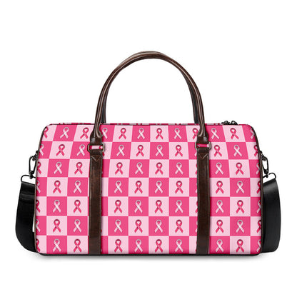 Breast Cancer Awareness Pattern Print Duffle Bag