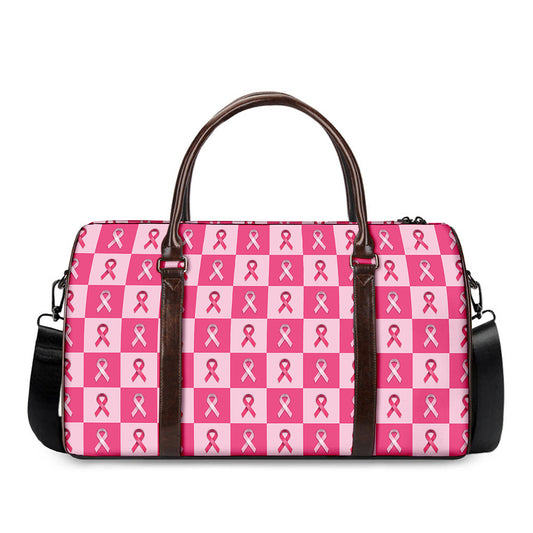 Breast Cancer Awareness Pattern Print Duffle Bag
