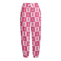 Breast Cancer Awareness Pattern Print Fleece Lined Knit Pants