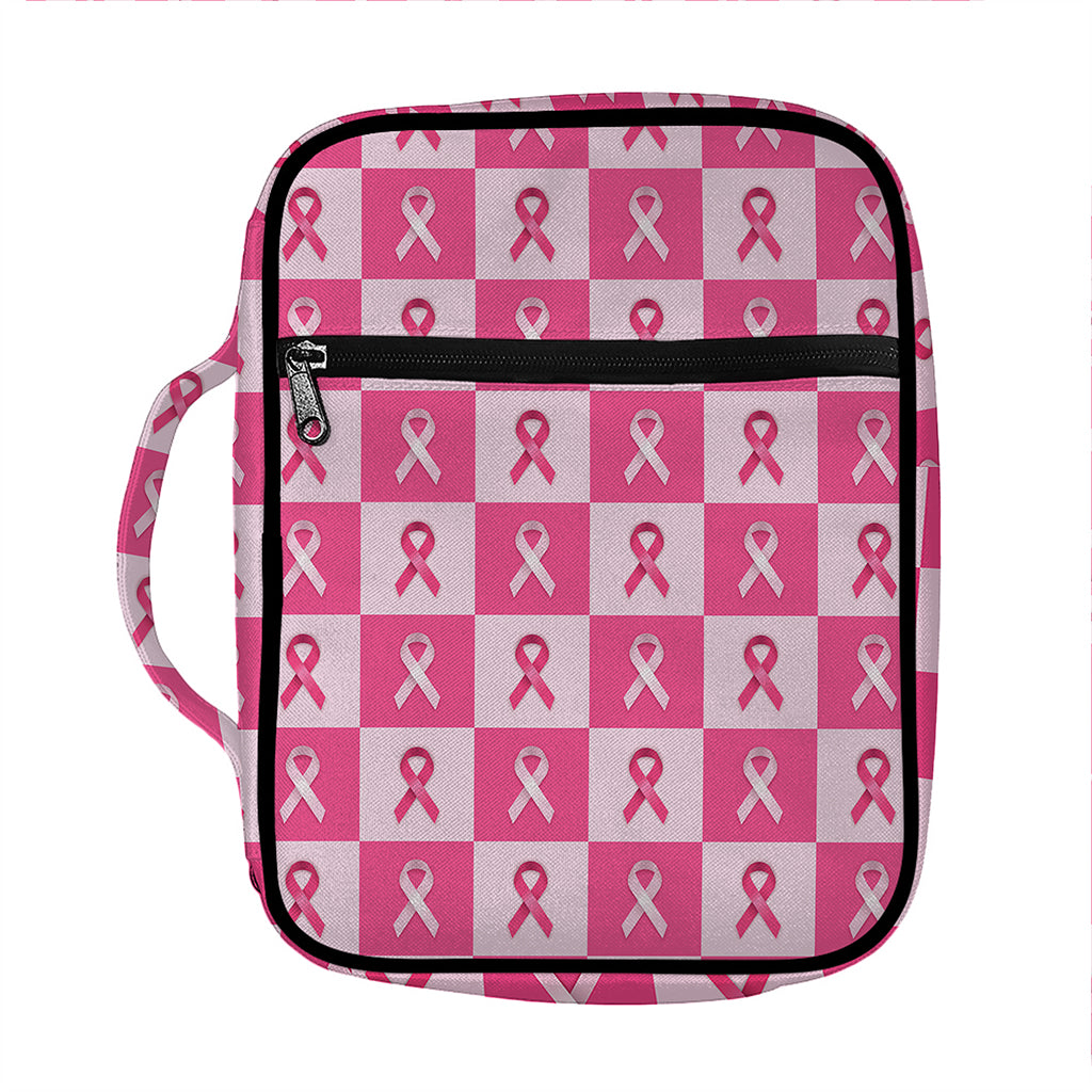 Breast Cancer Awareness Pattern Print Front Pocket Bible Bag