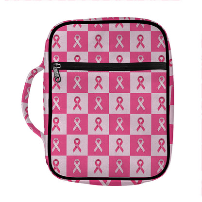 Breast Cancer Awareness Pattern Print Front Pocket Bible Bag