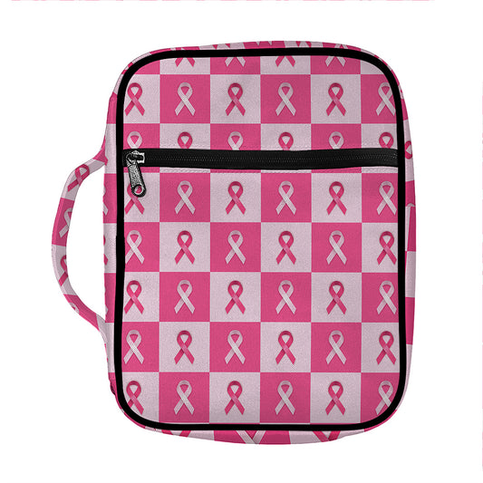 Breast Cancer Awareness Pattern Print Front Pocket Bible Bag