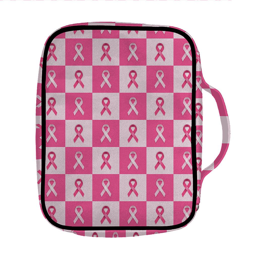Breast Cancer Awareness Pattern Print Front Pocket Bible Bag
