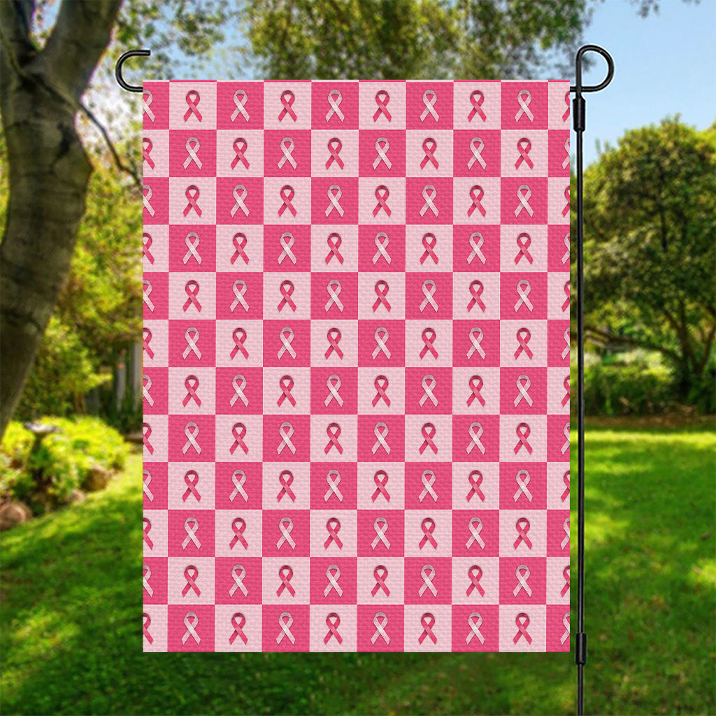 Breast Cancer Awareness Pattern Print Garden Flag