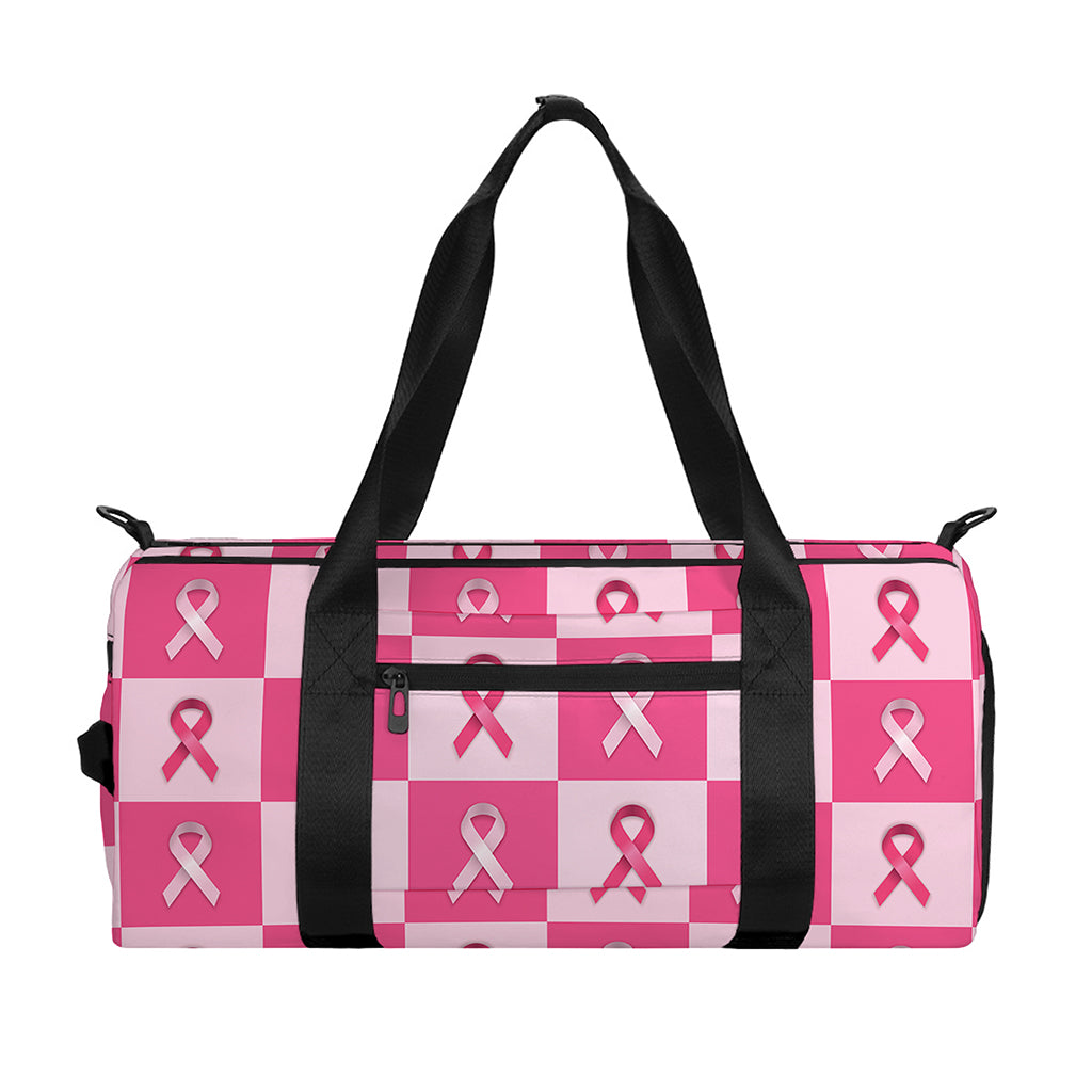 Breast Cancer Awareness Pattern Print Gym Bag