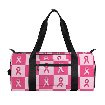 Breast Cancer Awareness Pattern Print Gym Bag