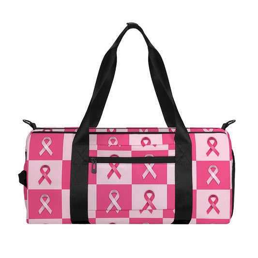 Breast Cancer Awareness Pattern Print Gym Bag