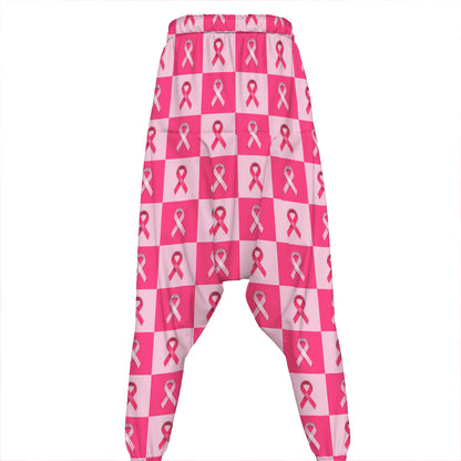 Breast Cancer Awareness Pattern Print Hammer Pants
