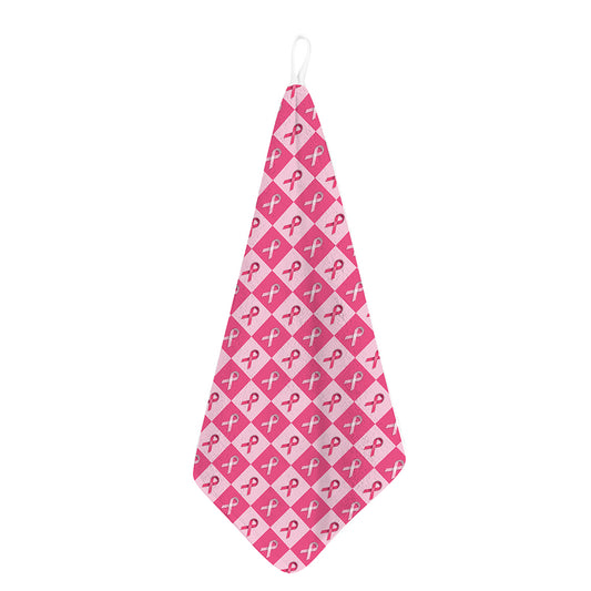 Breast Cancer Awareness Pattern Print Hand Towel