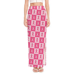 Breast Cancer Awareness Pattern Print High Slit Maxi Skirt