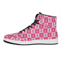 Breast Cancer Awareness Pattern Print High Top Leather Sneakers