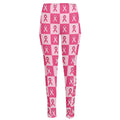 Breast Cancer Awareness Pattern Print High-Waisted Pocket Leggings