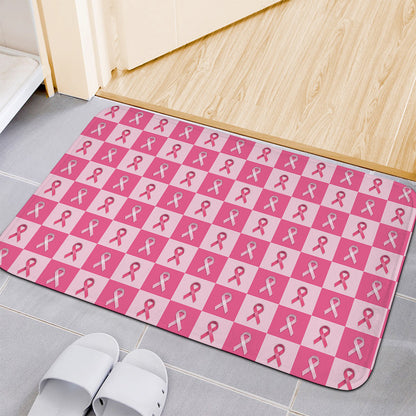 Breast Cancer Awareness Pattern Print Indoor Door Mat