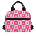 Breast Cancer Awareness Pattern Print Insulated Lunch Bag