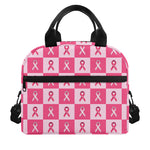 Breast Cancer Awareness Pattern Print Insulated Lunch Bag