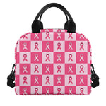 Breast Cancer Awareness Pattern Print Insulated Lunch Bag