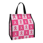 Breast Cancer Awareness Pattern Print Insulated Lunch Tote