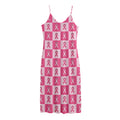 Breast Cancer Awareness Pattern Print Jersey Midi Cami Dress