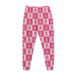 Breast Cancer Awareness Pattern Print Jogger Pants