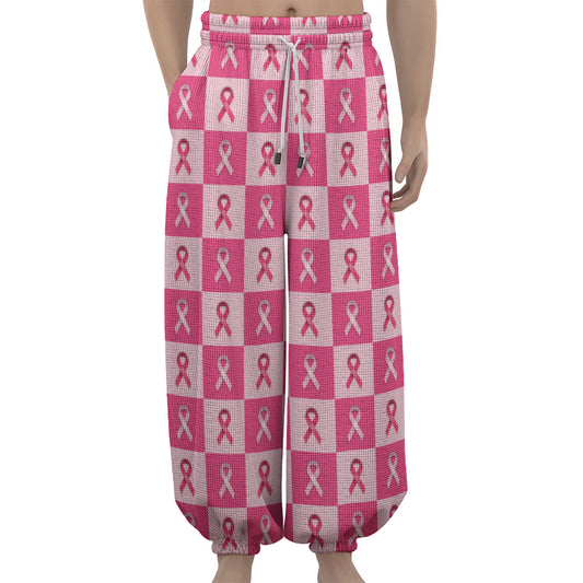 Breast Cancer Awareness Pattern Print Lantern Pants