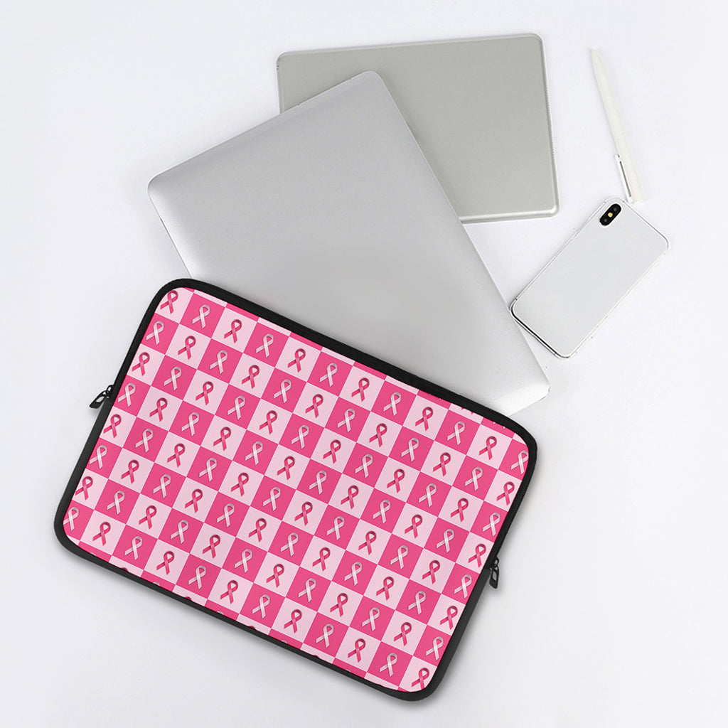 Breast Cancer Awareness Pattern Print Laptop Sleeve