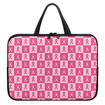 Breast Cancer Awareness Pattern Print Laptop Sleeve With Handle