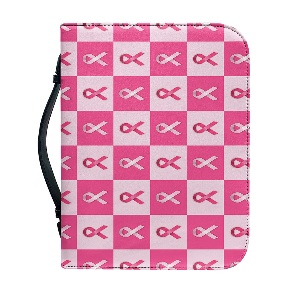 Breast Cancer Awareness Pattern Print Leather Bible Cover