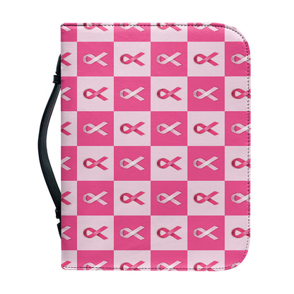 Breast Cancer Awareness Pattern Print Leather Bible Cover