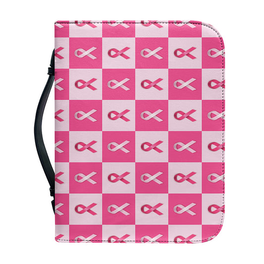 Breast Cancer Awareness Pattern Print Leather Bible Cover