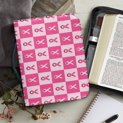 Breast Cancer Awareness Pattern Print Leather Bible Cover
