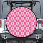Breast Cancer Awareness Pattern Print Leather Spare Tire Cover