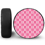 Breast Cancer Awareness Pattern Print Leather Spare Tire Cover