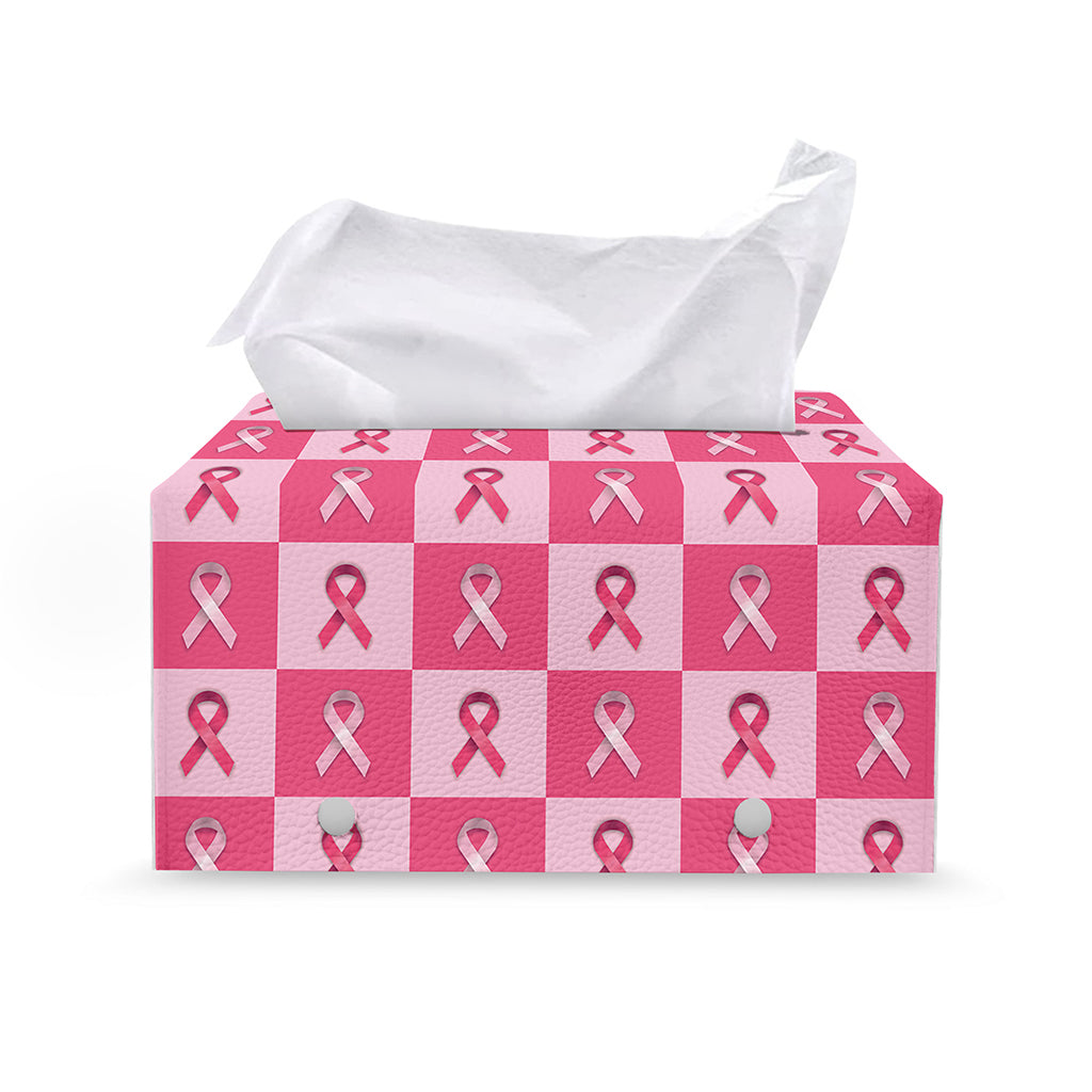 Breast Cancer Awareness Pattern Print Leather Tissue Box Cover