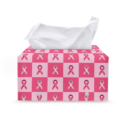 Breast Cancer Awareness Pattern Print Leather Tissue Box Cover