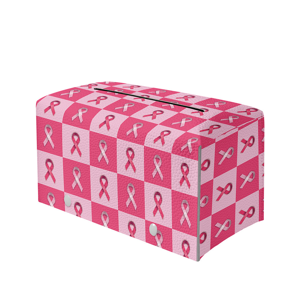 Breast Cancer Awareness Pattern Print Leather Tissue Box Cover