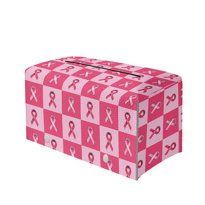 Breast Cancer Awareness Pattern Print Leather Tissue Box Cover