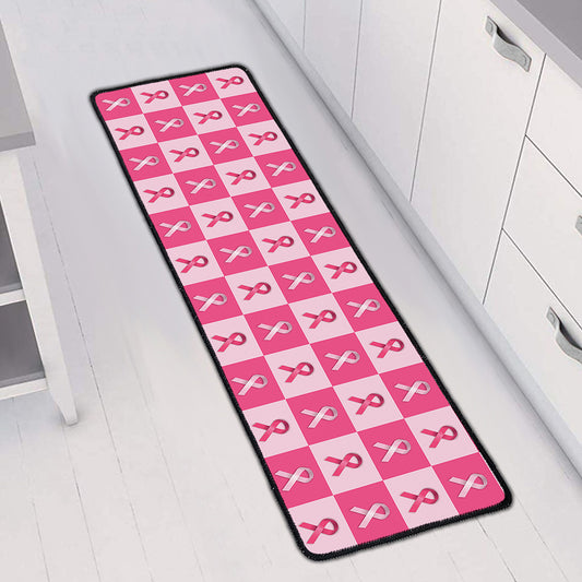 Breast Cancer Awareness Pattern Print Long Kitchen Mat