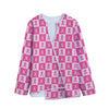 Breast Cancer Awareness Pattern Print Long Sleeve Short Coat