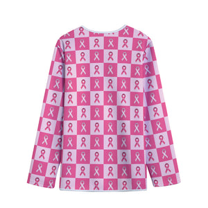 Breast Cancer Awareness Pattern Print Long Sleeve Short Coat