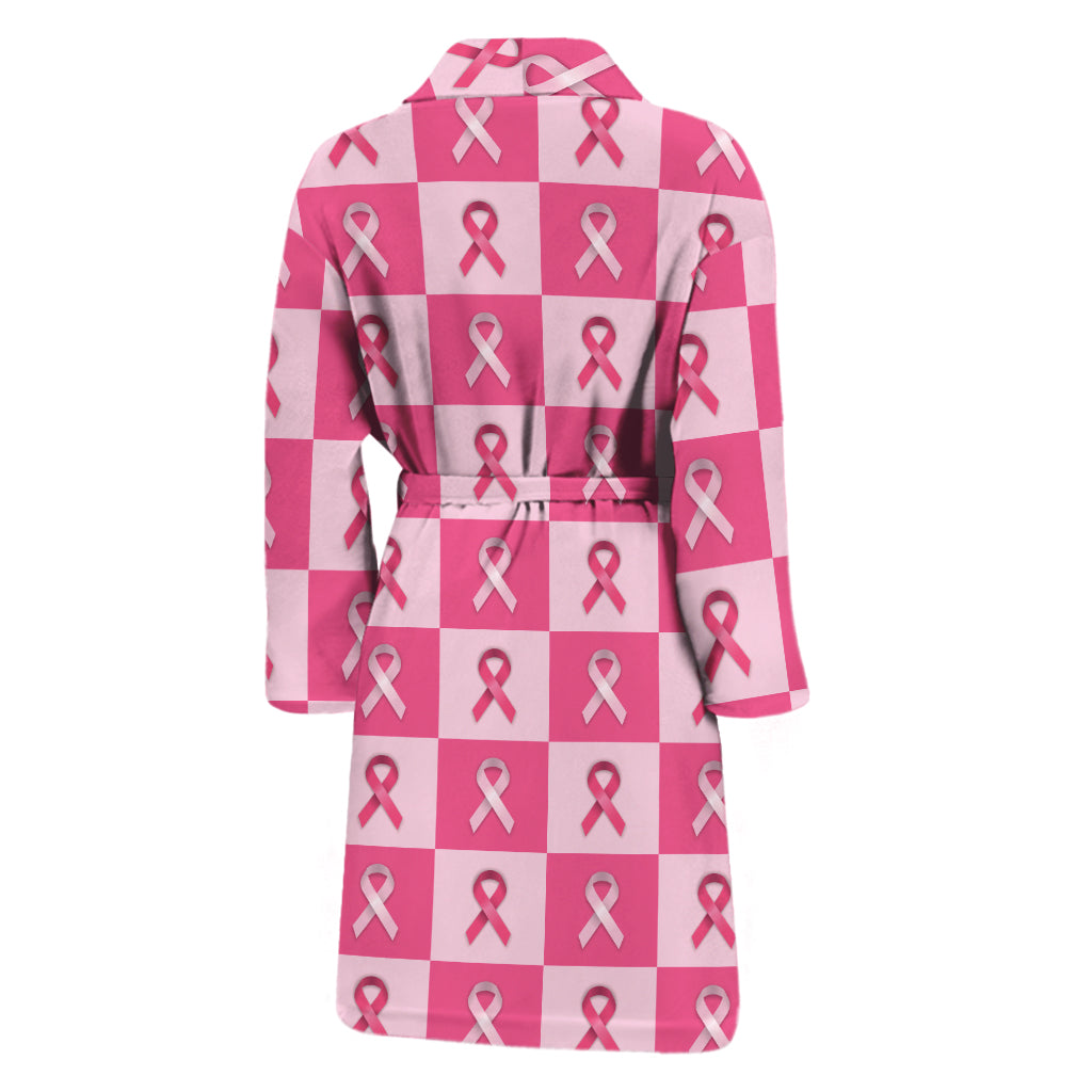 Breast Cancer Awareness Pattern Print Men's Bathrobe