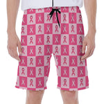 Breast Cancer Awareness Pattern Print Men's Beach Shorts