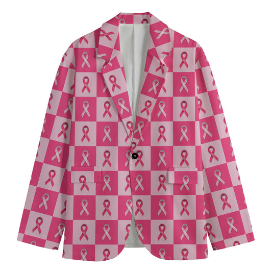 Breast Cancer Awareness Pattern Print Men's Blazer
