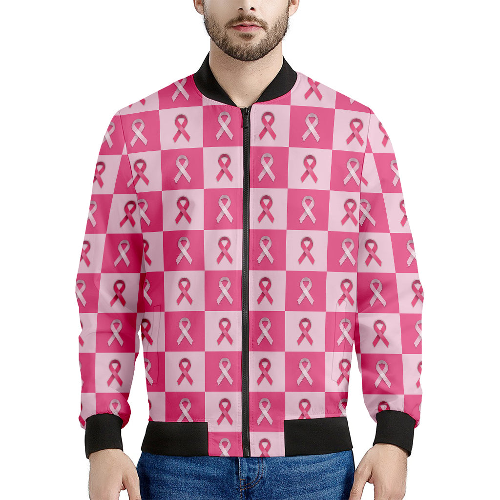 Breast Cancer Awareness Pattern Print Men's Bomber Jacket