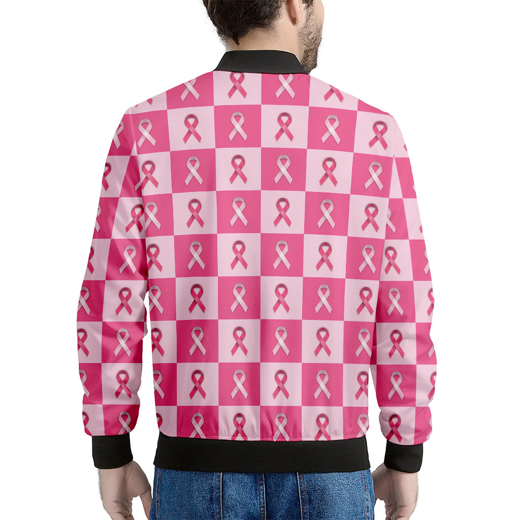 Breast Cancer Awareness Pattern Print Men's Bomber Jacket